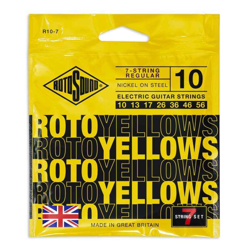 R10-7 front Rotosound Roto Yellows 7 string pack