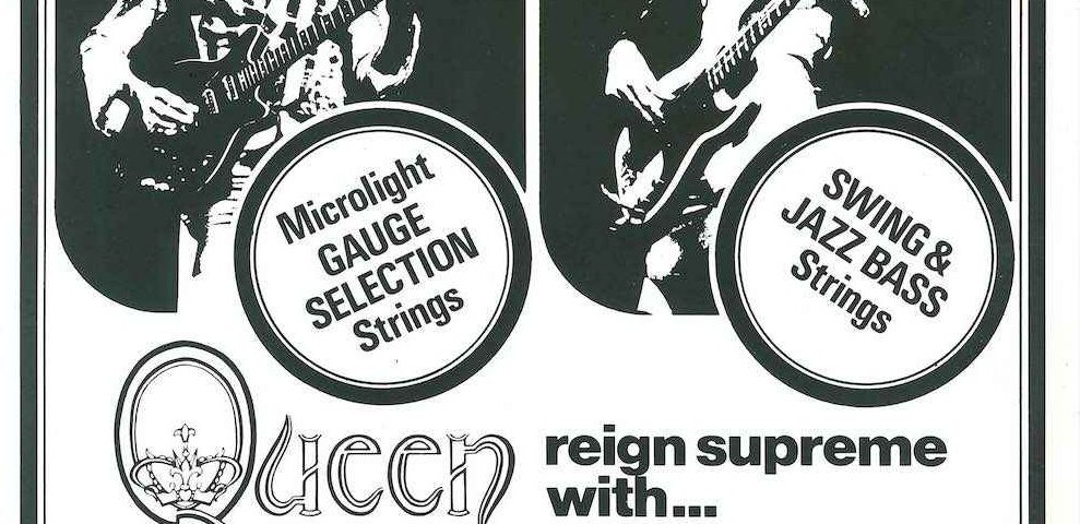 Rotosound strings Queen Ad advert 1975 Brian May John Deacon Starfire Gauge Selection guitar giutar bass swingbass jazz 77