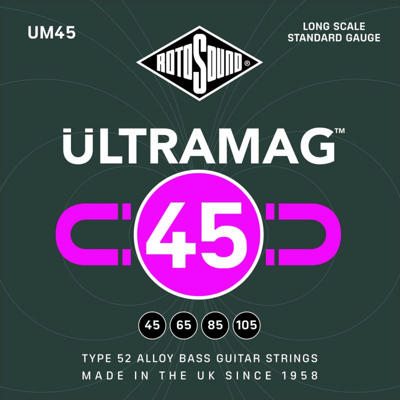 Rotosound Ultramag UM45 Foil Type 52 long scale standard electric bass guitar strings set