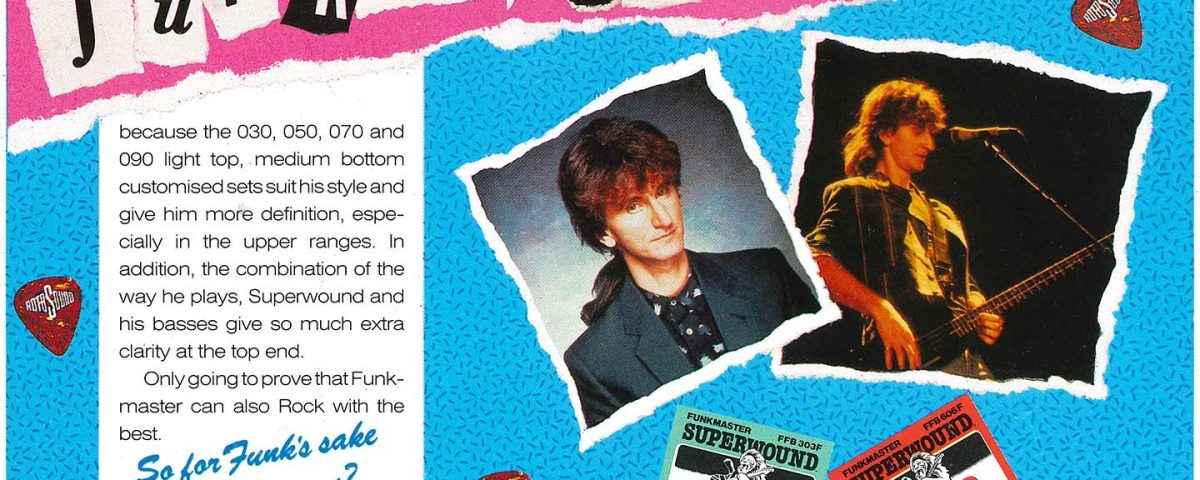 Geddy Lee Rotosound Superwound Funkmaster advert 1987