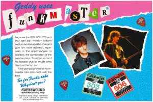 Geddy Lee Rotosound Superwound Funkmaster advert 1987