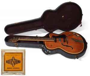 George Harrison Hofner President Thinline auction with Rotosound strings