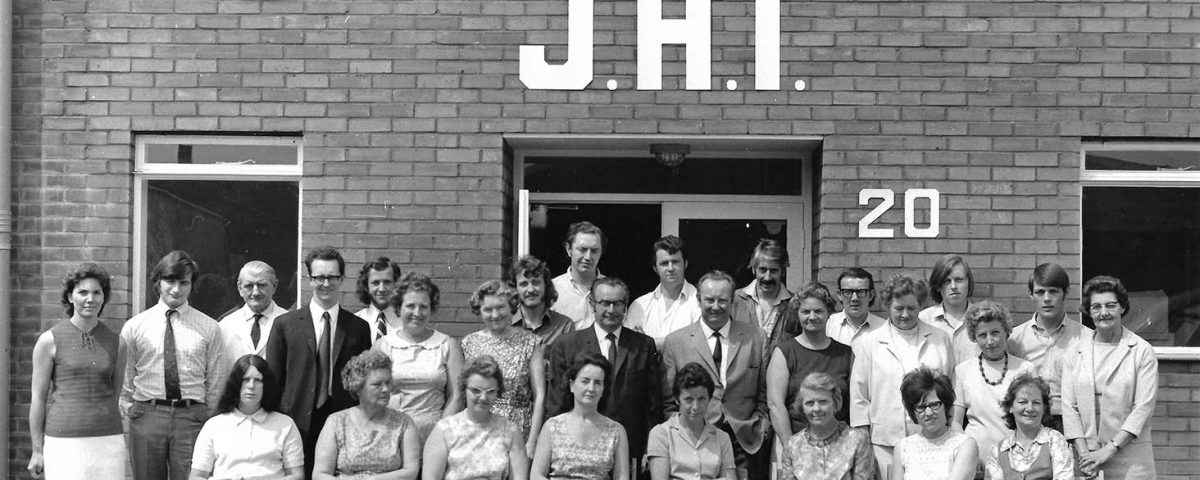 Staff outside JHI factory 20 Upland Road Sidcup