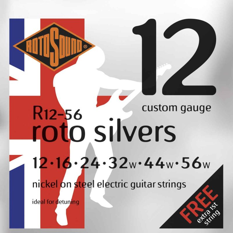 r12-60 Rotosound Roto Silvers nickel wound heavy custom hybrid electric guitar strings. Best quality affordable giutar string for rock pop country metal funk blues