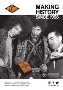 Rotosound Making History Advert Design Jimi Hendrix Noel Redding British Steel Swing Bass 66 bass guitar strings iconic legendary guitarist bassist advertising campaign