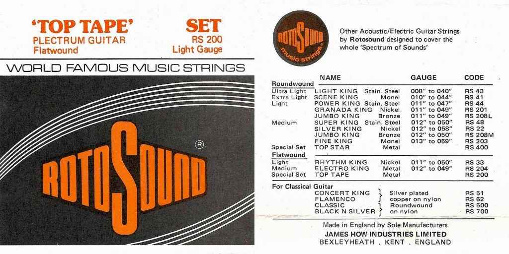 Rotosound 70s Top Tape RS 200 packaging