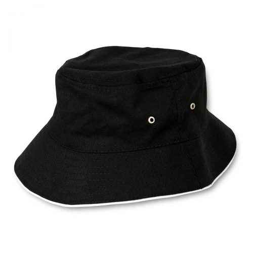 Black Bucket Hat with Rotosound Strings logo summer merchandise sunhat reverse