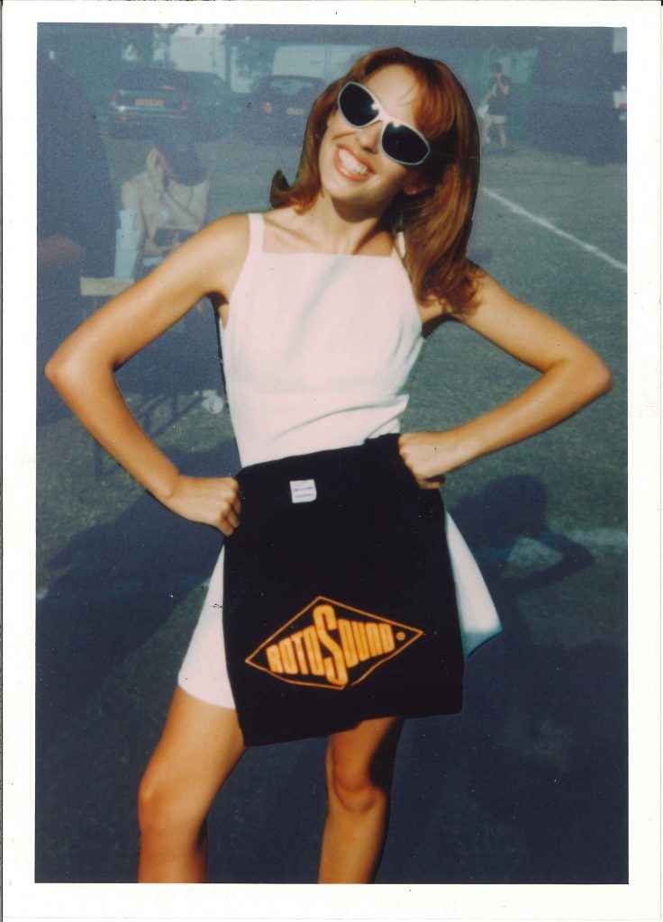 Kylie Minogue with Rotosound t-shirt 1997