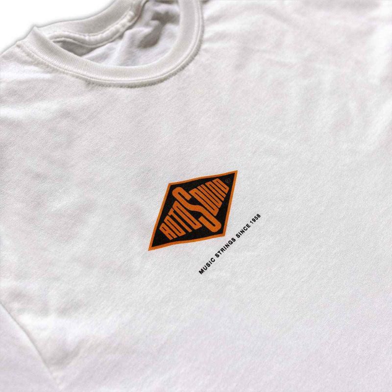 Rotosound Logo White T-shirt detail on white square