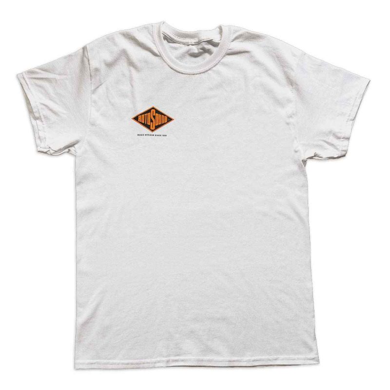 Rotosound White T-shirt back on white square front