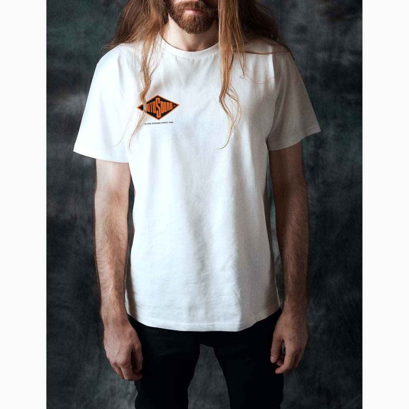 Rotosound White T-shirt back on white square male 1