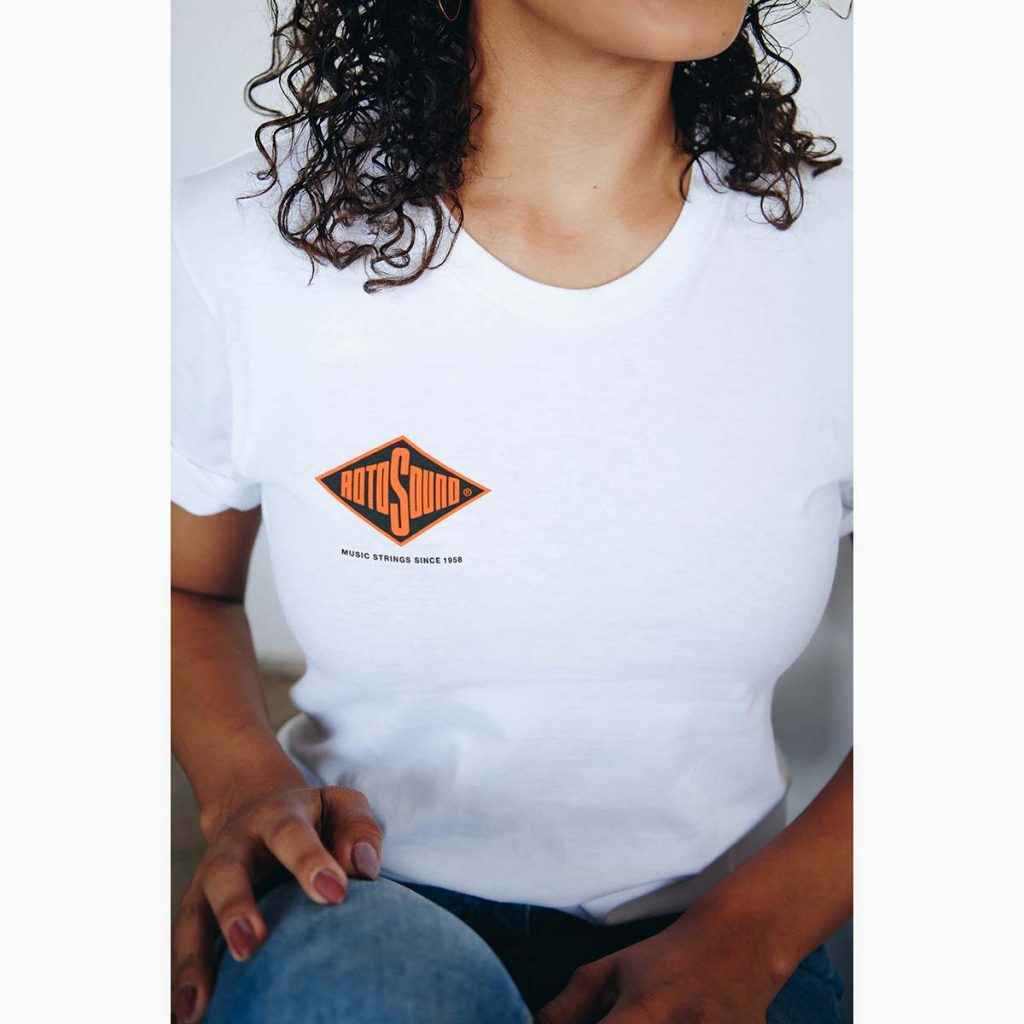 Rotosound White T-shirt back on white square female