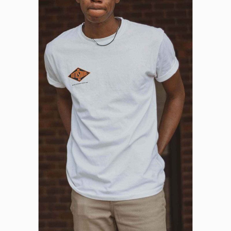 Rotosound White T-shirt back on white square male 2