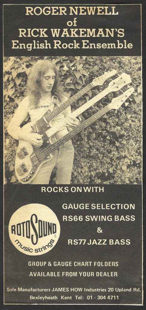 Roger Newell 1975 Rotosound advert