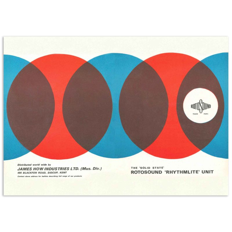 Art print Rotosound Rhythmlite Unit flat poster mid century modern music artwork