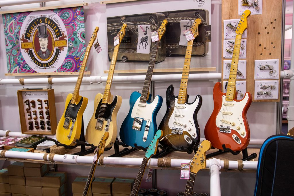 Montys Guitars stand at Birmingham guitar show uk 2022