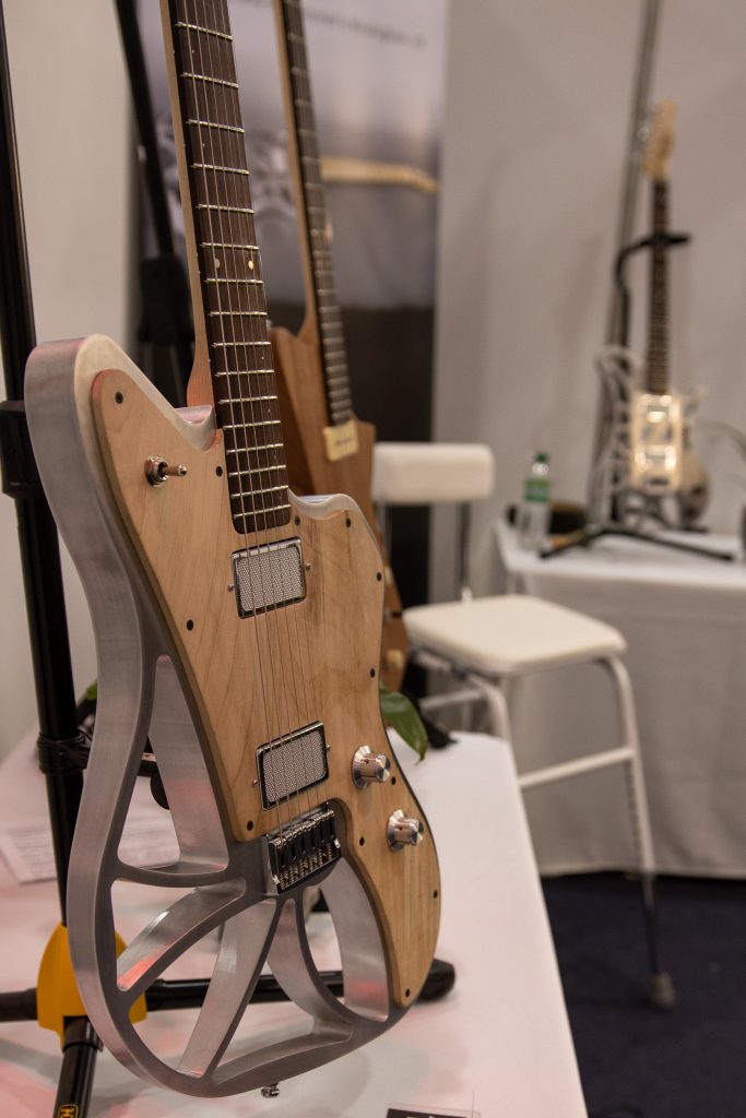 Alien Alloy Guitars stand at Birmingham guitar show uk 2022