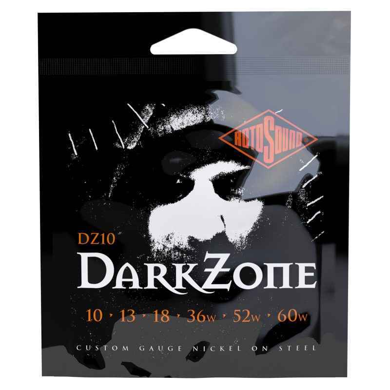 DZ10 Rotosound Roto Darkzone Dark Zone DZ 10 Nickel regular Light Top Heavy Bottom Hybrid Gauge Electric Guitar Strings giutar guage stings srings rock palm muting 60 drop tuning