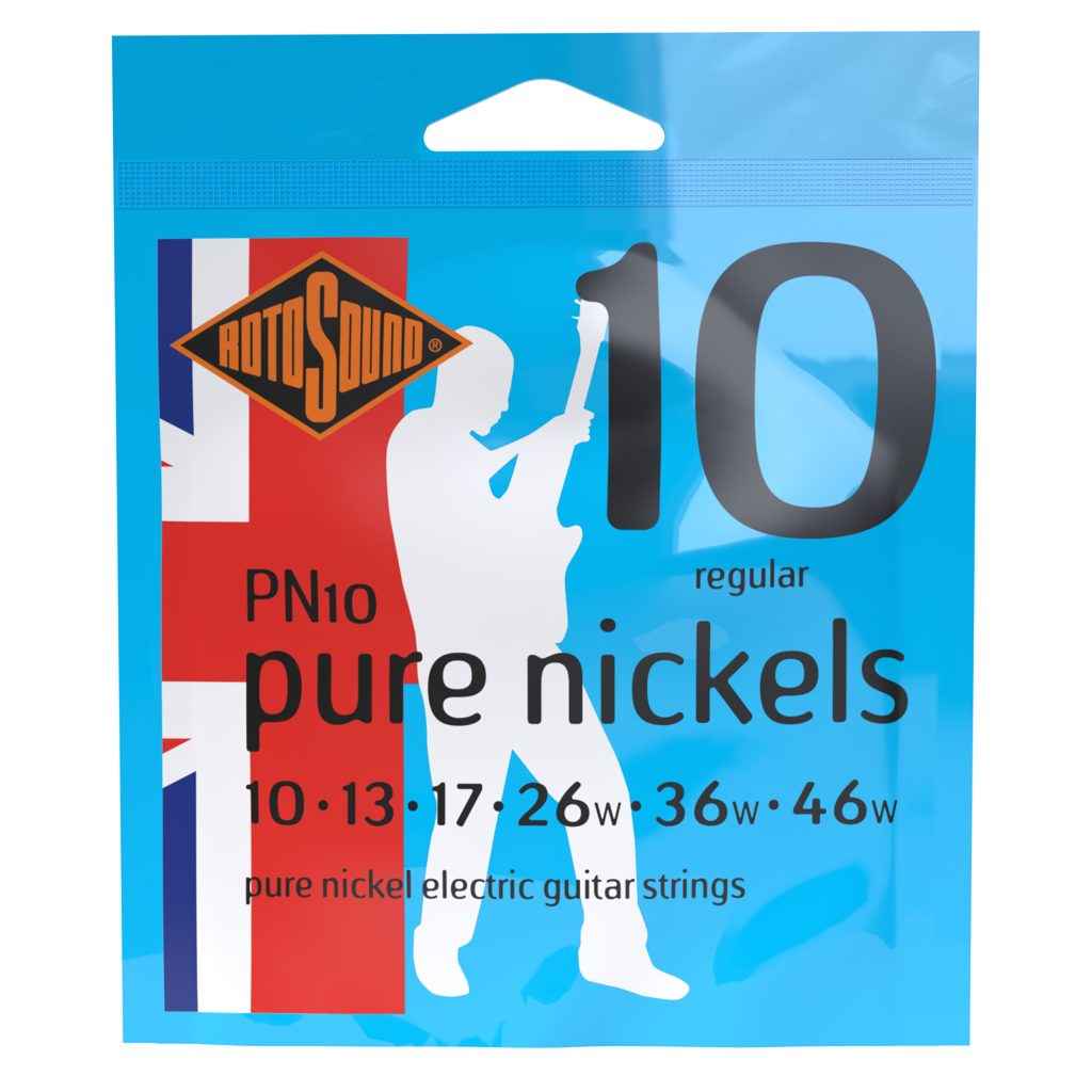 Rotosound Pure Nickels PN10 PN 10 Electric Guitar Strings. Nickel British handmade quality best instrument string. giutar stings srings wire roundwound round wound plain wrapped wrap vintage set