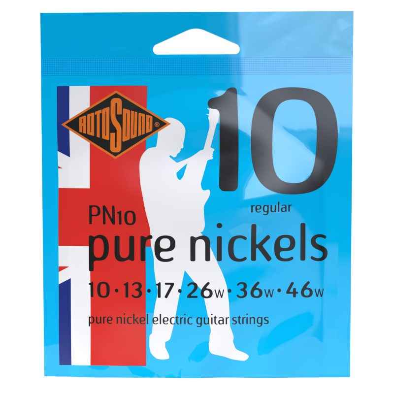 Rotosound Pure Nickels PN10 PN 10 Electric Guitar Strings. Nickel British handmade quality best instrument string. giutar stings srings wire roundwound round wound plain wrapped wrap vintage set