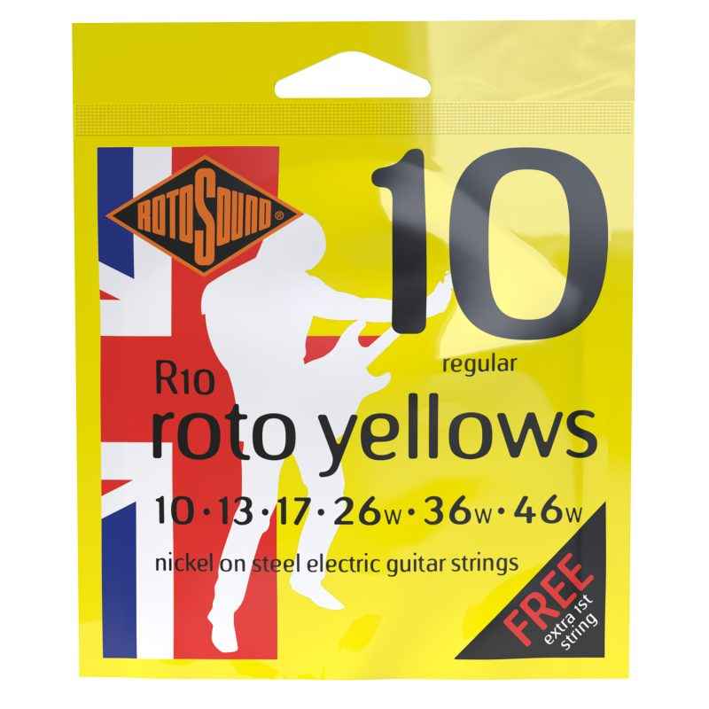 R10 Rotosound Roto nickel wound electric guitar strings. Best quality affordable giutar string for rock pop country metal funk blues