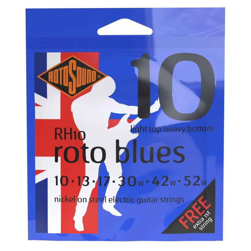 RH10 Rotosound Roto Blues RH 10 Nickel regular Light Top Heavy Bottom Hybrid Gauge Electric Guitar Strings giutar guage stings srings rock palm muting blue