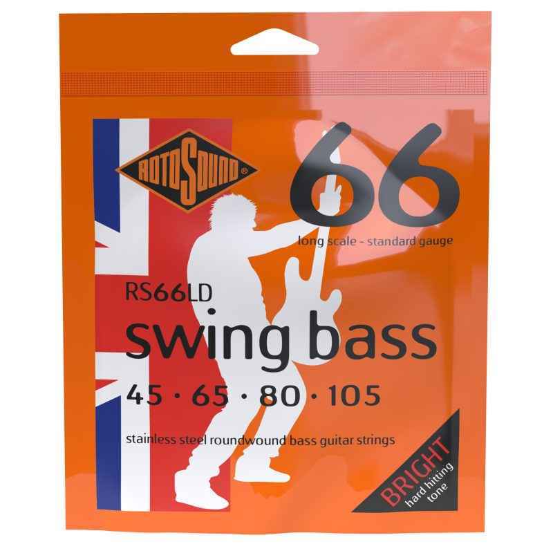 Rotosound strings Swing Bass 66 roundwound stainless steel wound bass guitar pack set RS66LD RS66