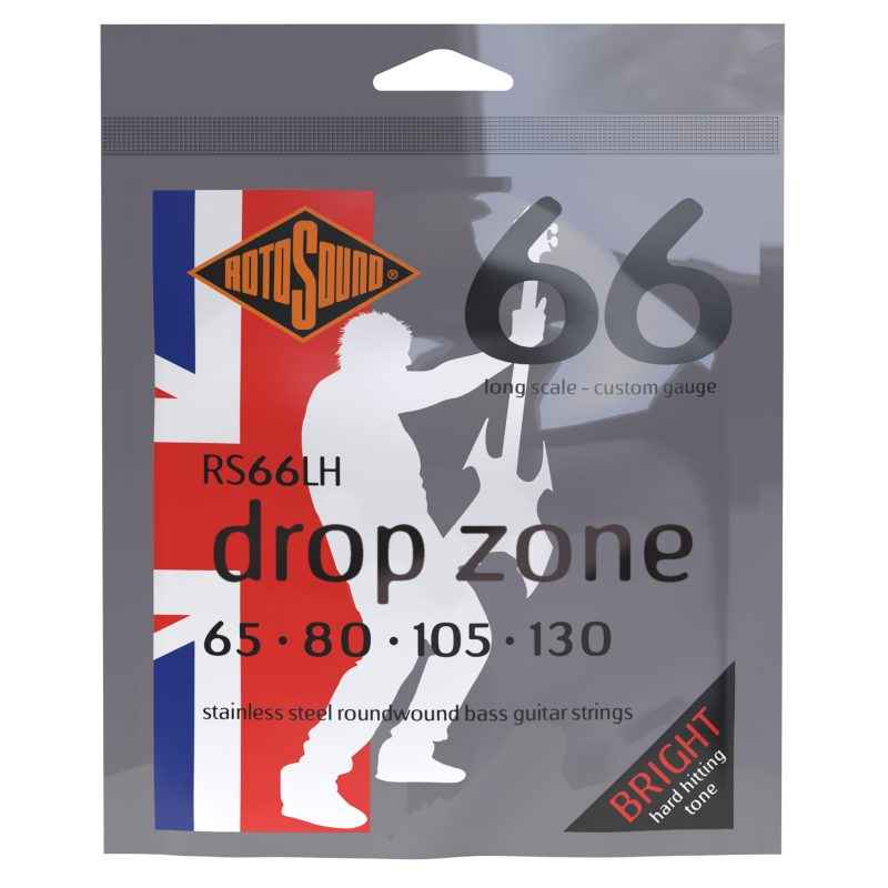 Rotosound strings Drop Zone 66 roundwound drop tuning droptune steel wound bass guitar pack set RS66LH