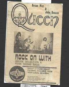 Queen Rock On with Rotosound advert 1976