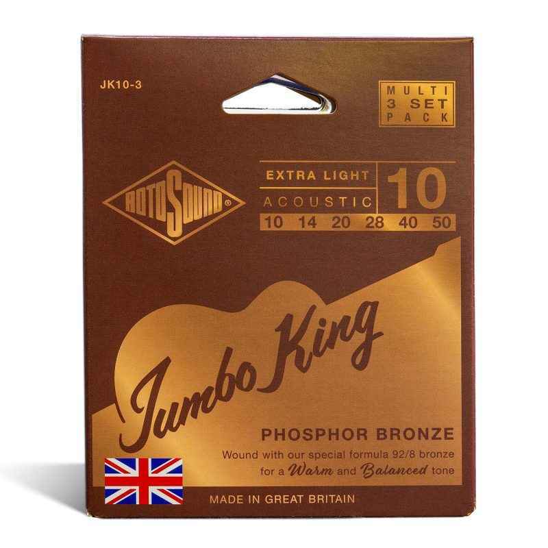 JK10-3 Multipack Rotosound Jumbo King Phosphor Bronze Acoustic Guitar Strings
