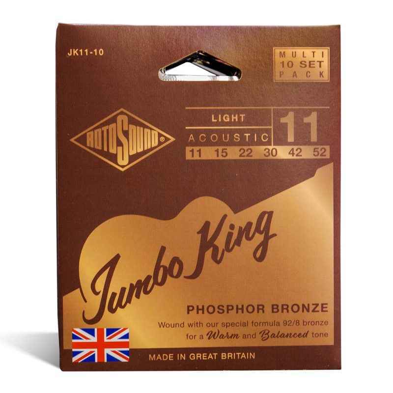JK11-10 Multipack Rotosound Jumbo King Phosphor Bronze Acoustic Guitar Strings