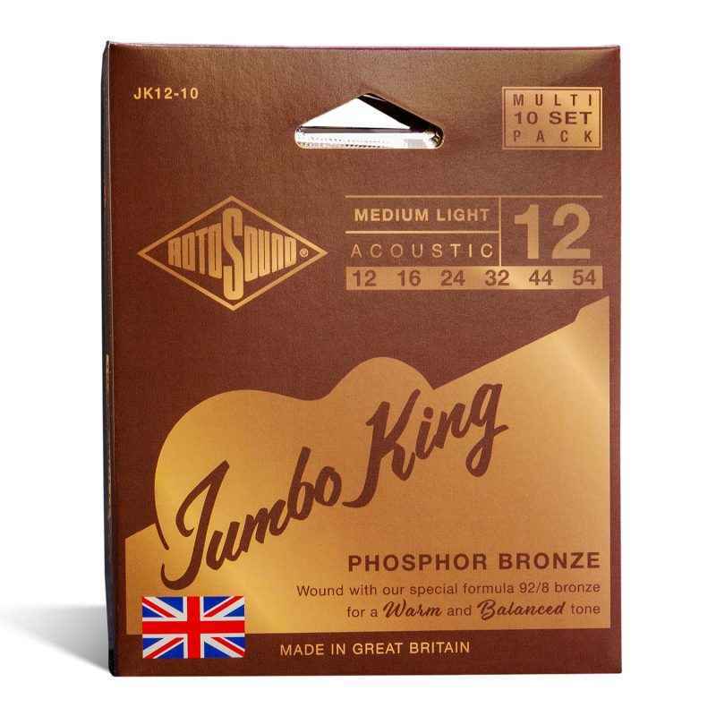 JK12-10 Multipack Rotosound Jumbo King Phosphor Bronze Acoustic Guitar Strings