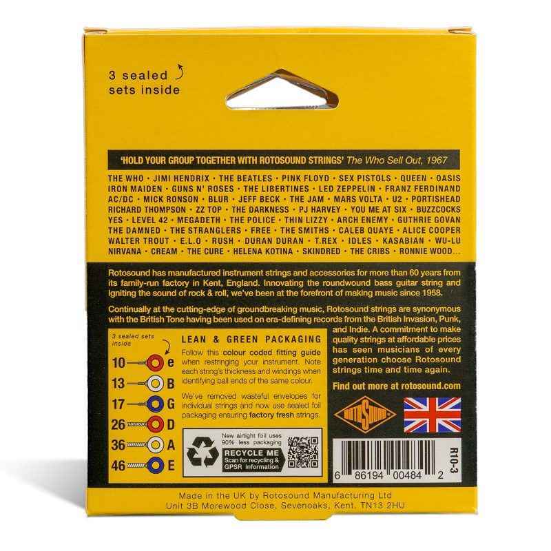 Roto Yellows R10-3 Multipack Rotosound Electric Guitar Strings