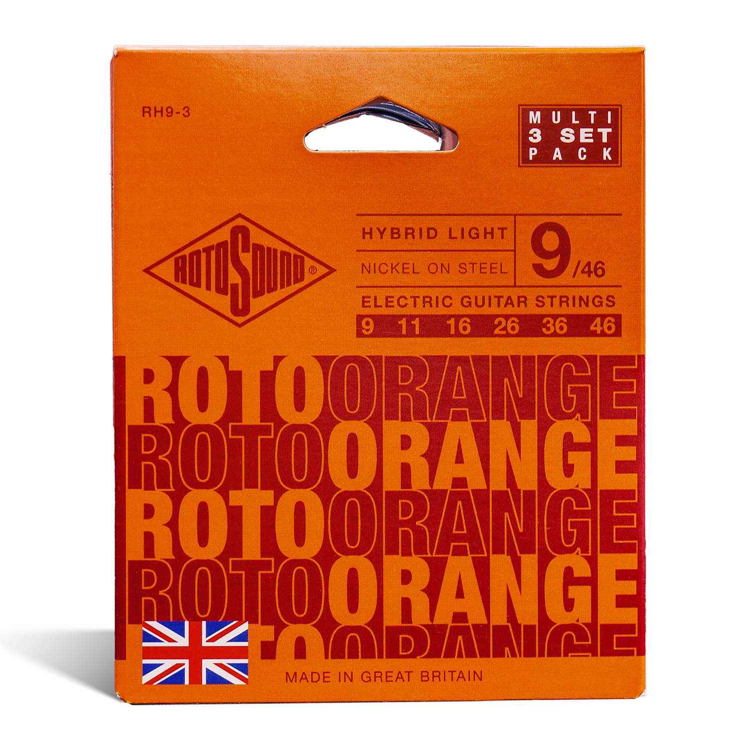 Roto Orange RH9-3 Multipack Rotosound Electric Guitar Strings
